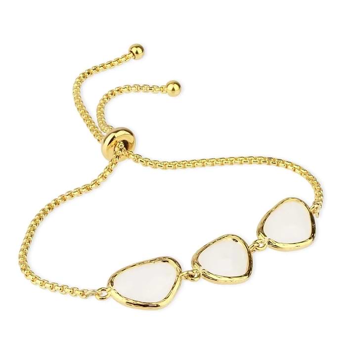 Gemstone Triple Pendant Toggle Bracelet Corn Silk