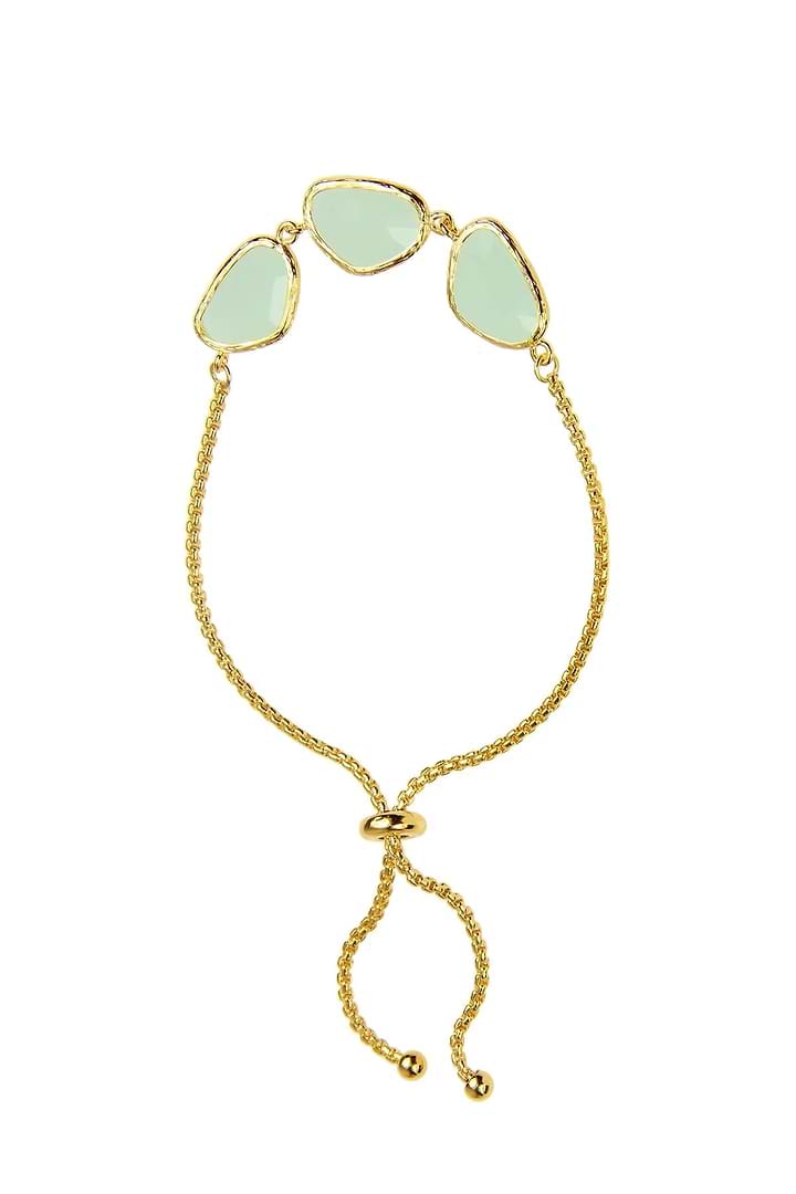 Gemstone Triple Pendant Toggle Bracelet Honey Dew