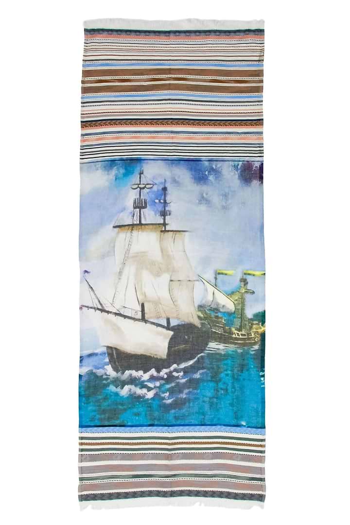 Ocean Digital Sky Printed Scarf Light Sky Blue