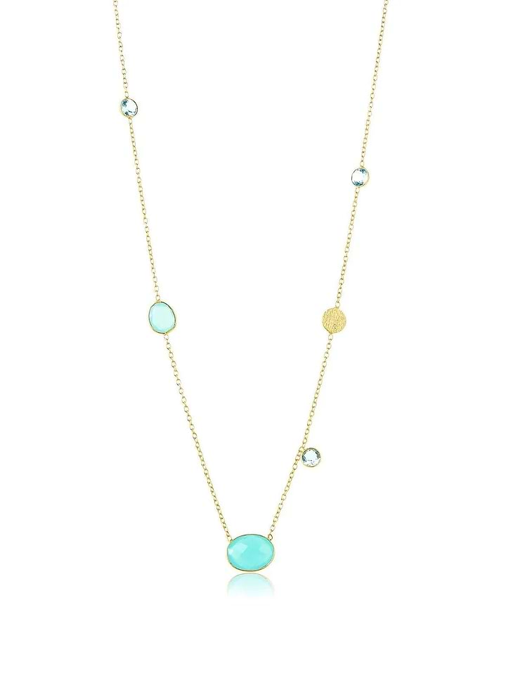 Saachi Blue Topaz & Aqua Chalcecedony Neckla Aqua Marine