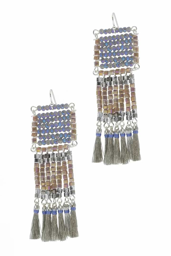 Anjuna Beaded Statement Earring Light Blue