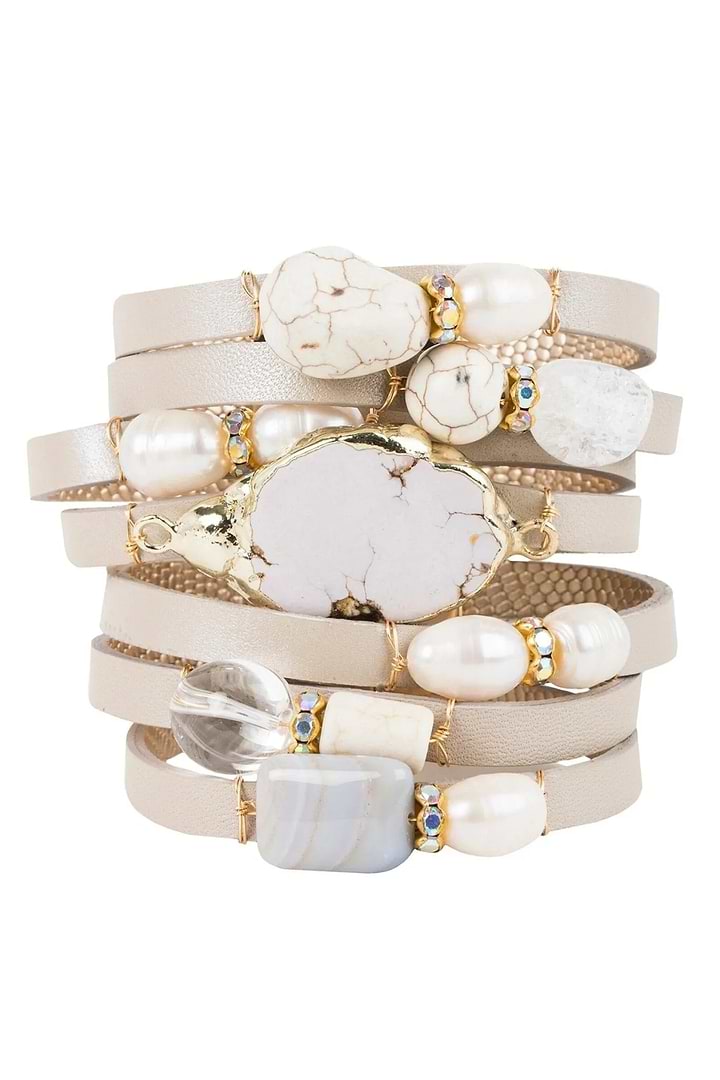 Adalena Mixed Stone Bracelet Old Lace