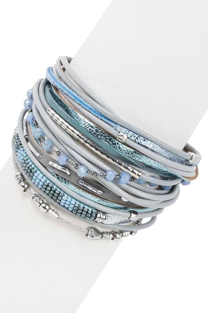 Laguna Beach Leather Bracelet Light Steel Blue