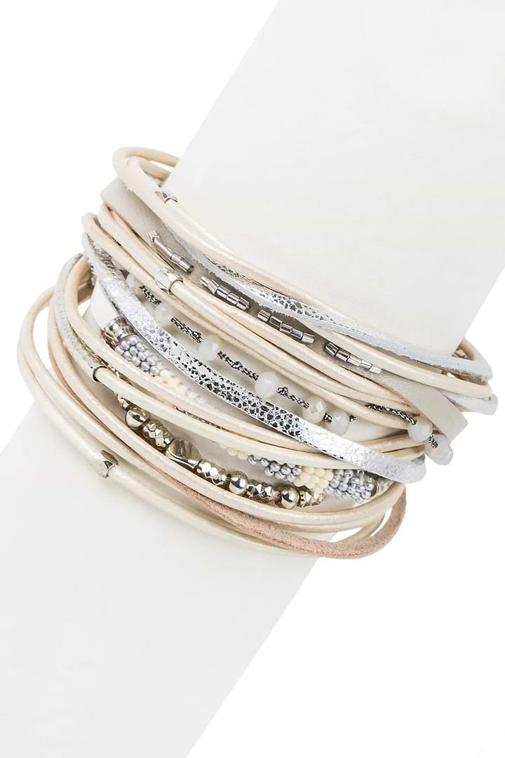 Laguna Beach Leather Bracelet Ivory