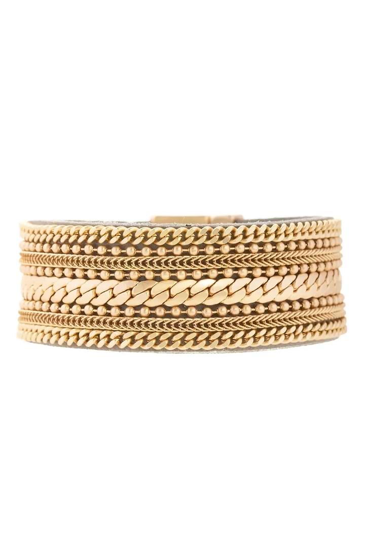 Dainty Chains Leather Bracelet - Gold