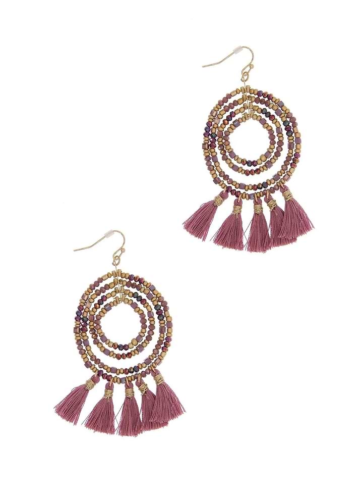 Varkala Beaded Hoop Earring - Pink