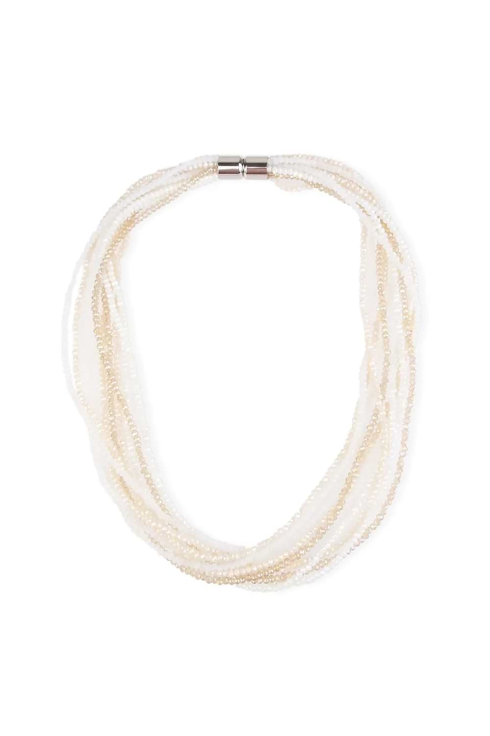 Multi Strand Ombre Crystal Necklace - White