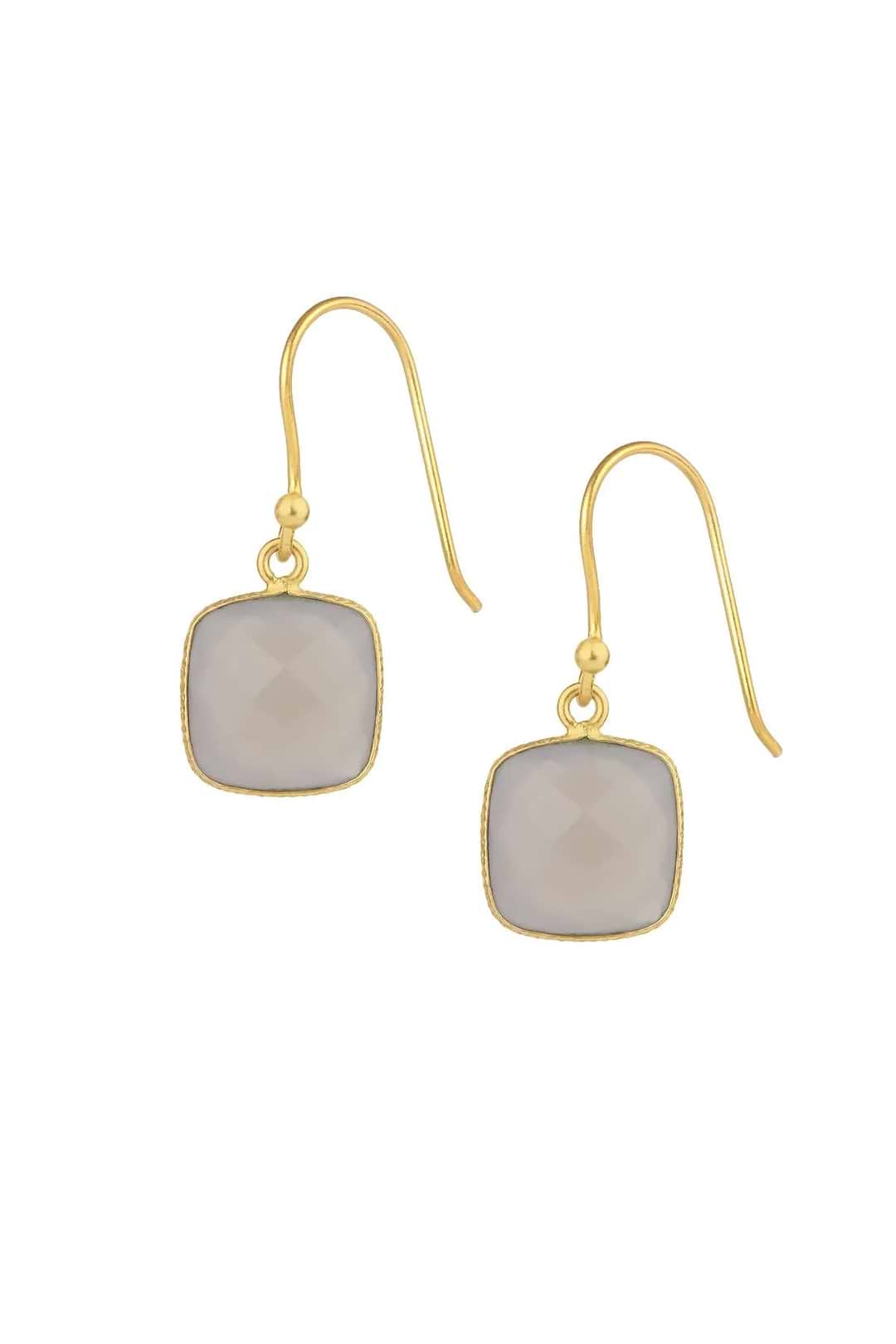 Cushion Gemstone Earring - Gray