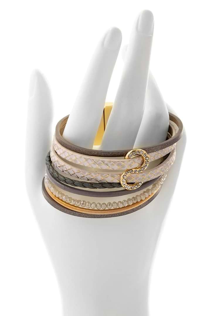 Infinity Charm Leather Bracelet Seashell