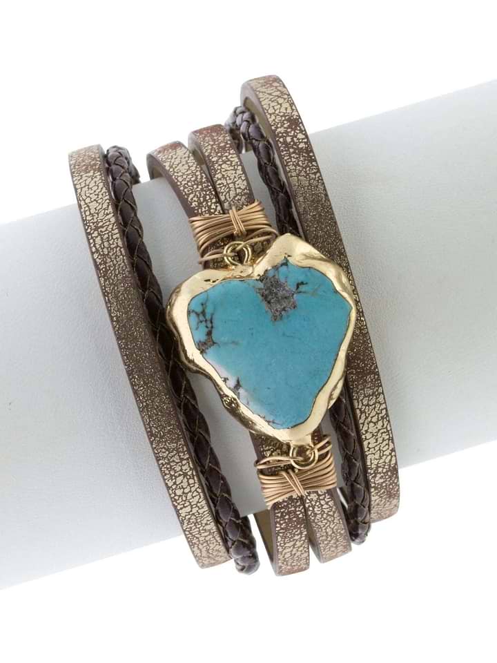 Braided Turquoise Bracelet Brown - Light Sky Blue