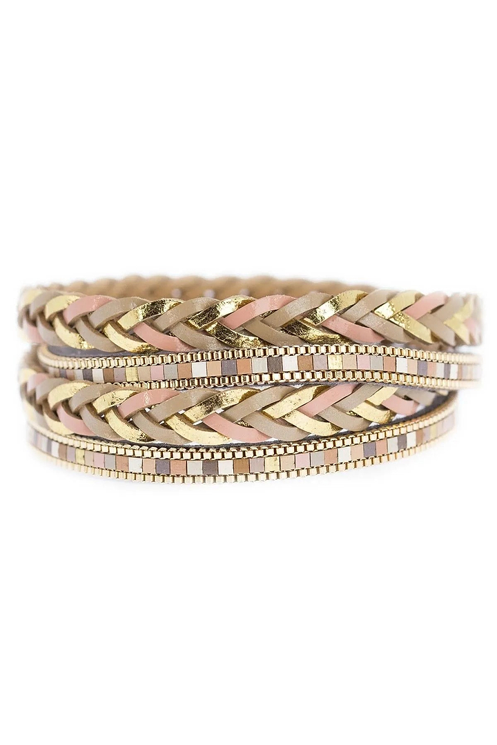 All Tied Up Braided Leather Bracelet Gold