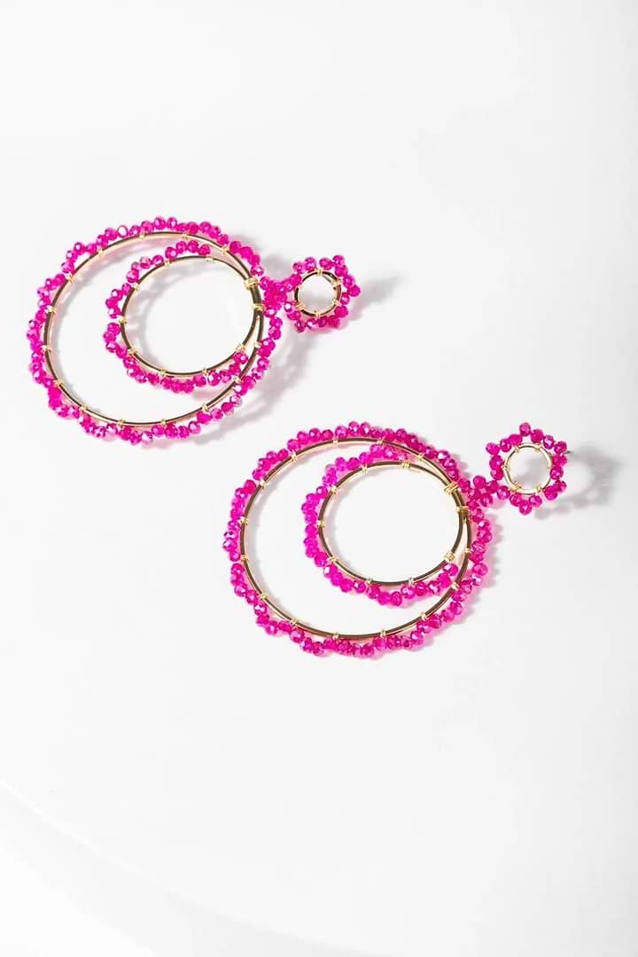 Paradise Hoop Earring Fuchsia