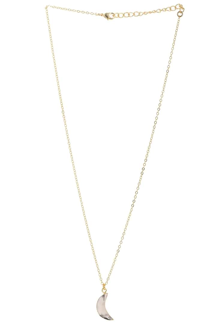 Mini Moon Gemstone Earring and Necklace Set White