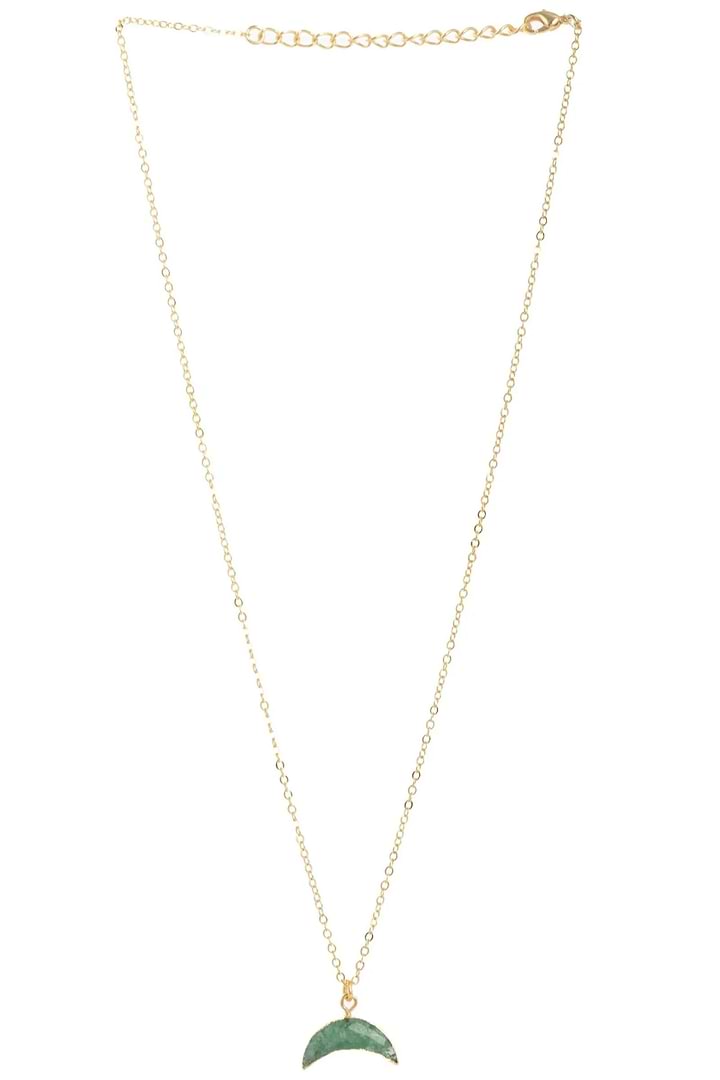 Mini Moon Gemstone Earring and Necklace Set Sea Green