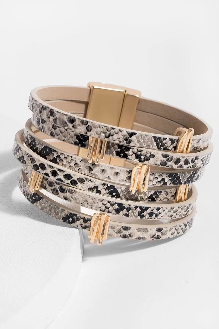 Penina Leather Bracelet Blanche Dalmond