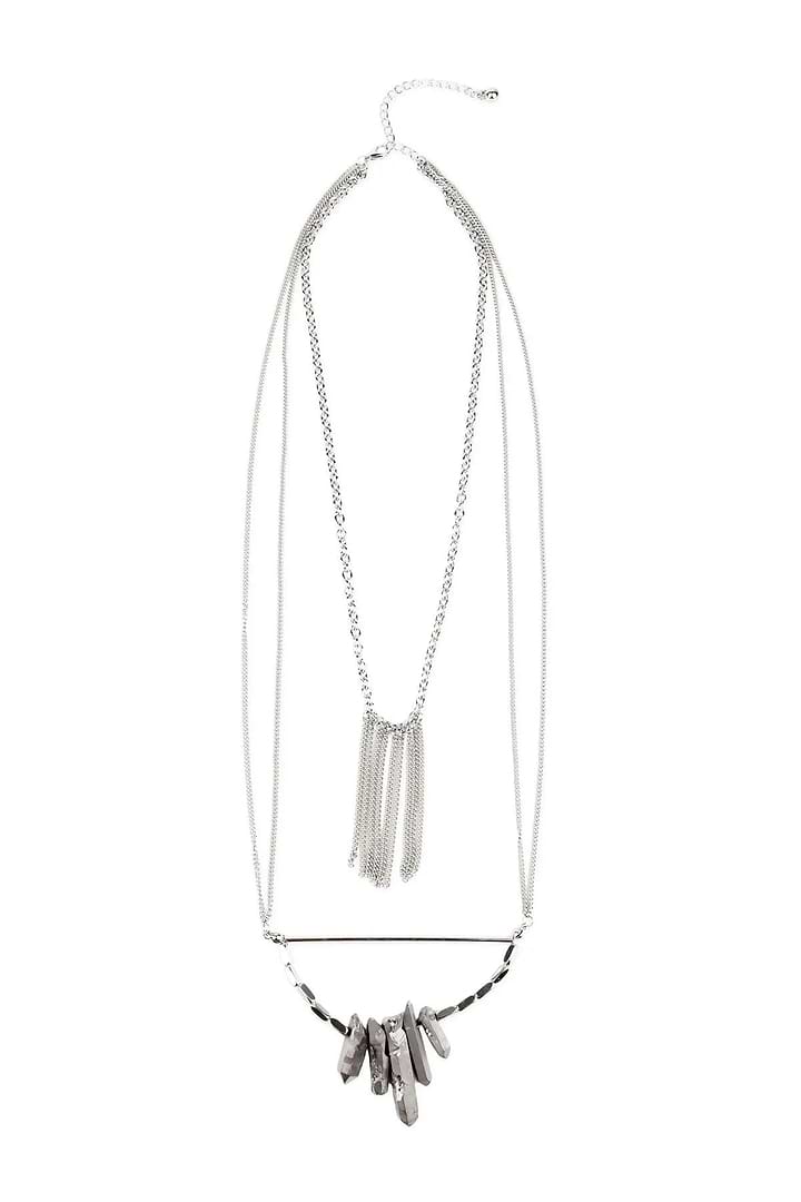 Boho Layered Chain Necklace Silver