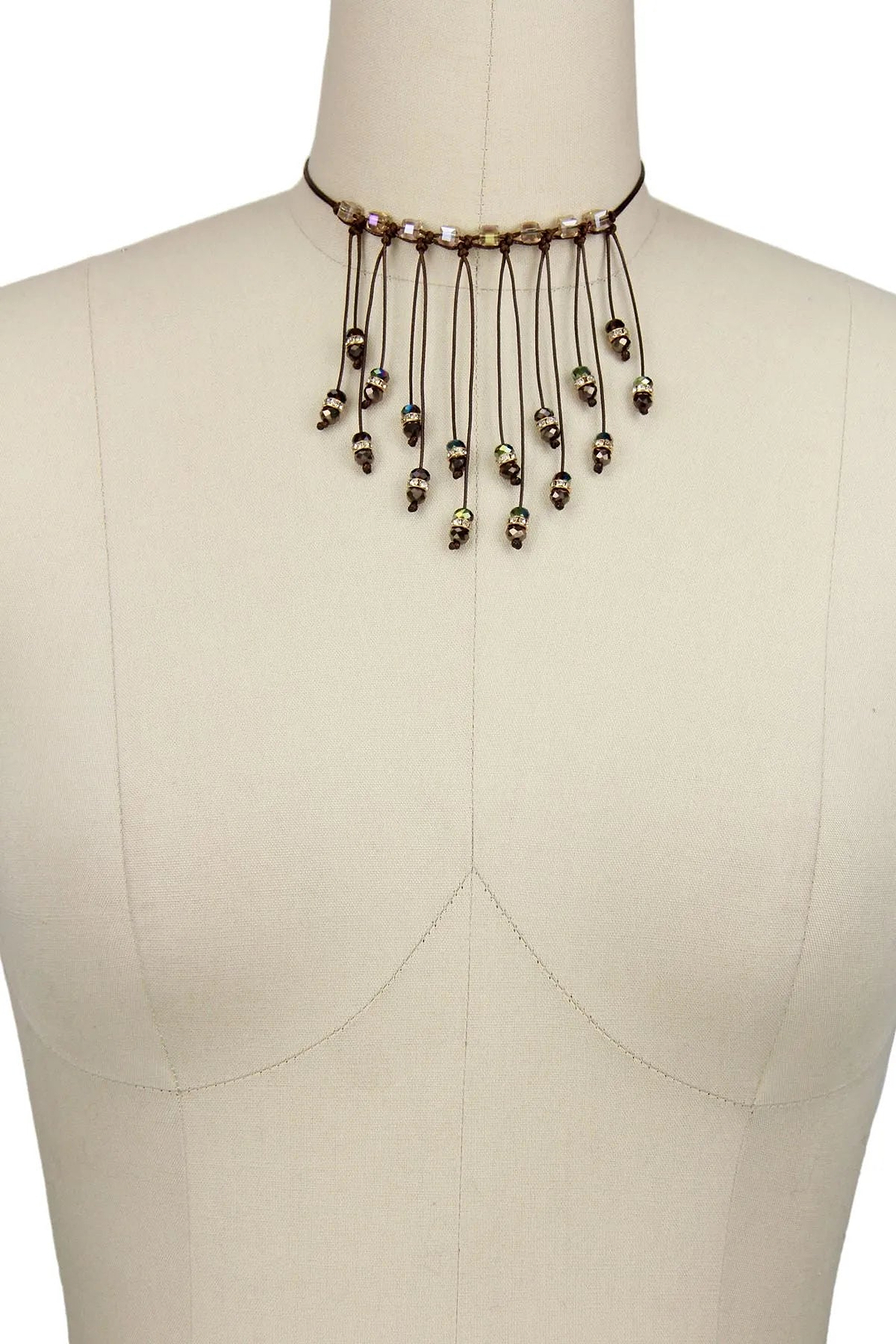 Glamorous Zelda Beaded Bib Choker Necklace Sienna