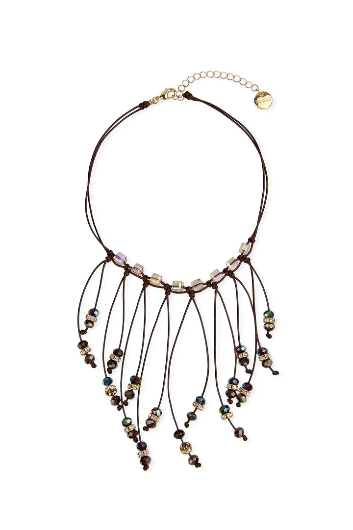 Glamorous Zelda Beaded Bib Choker Necklace Sienna