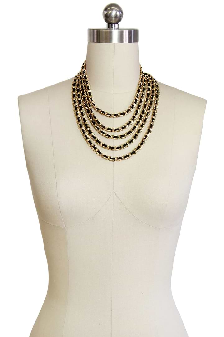Leather Chain Necklace Black