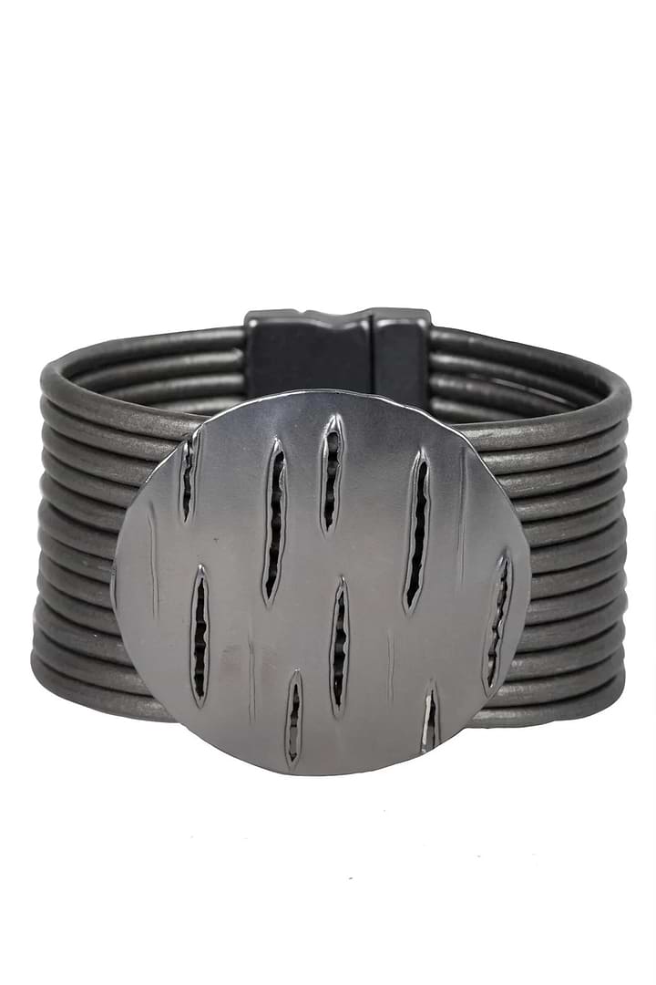 Slash Leather Bracelet Dimgray