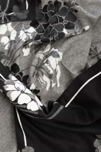 Reversible Floral Scarf For Winter - Black