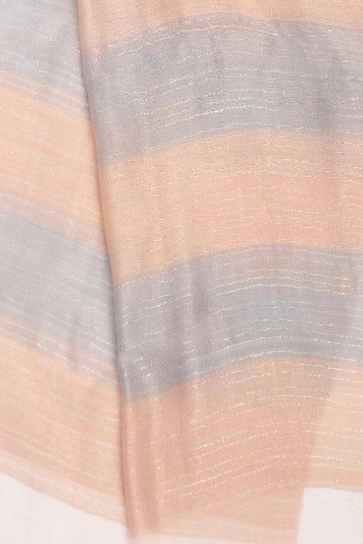 Silk Wool Shimmering Striped Scarf - Peach Puff