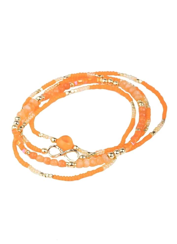 Infinity Beaded Bracelet Set - Sandy Brown