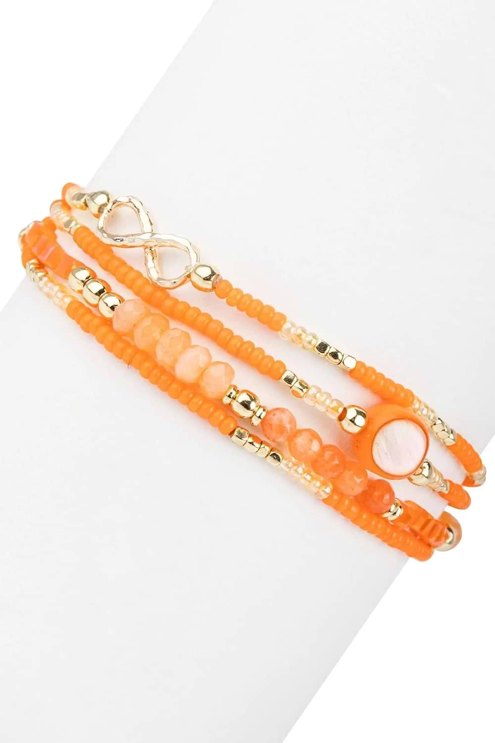 Infinity Beaded Bracelet Set - Sandy Brown
