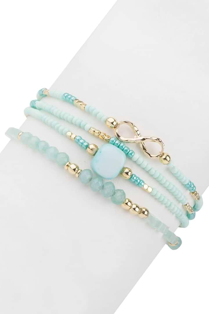 Infinity Beaded Bracelet Set - Turquoise