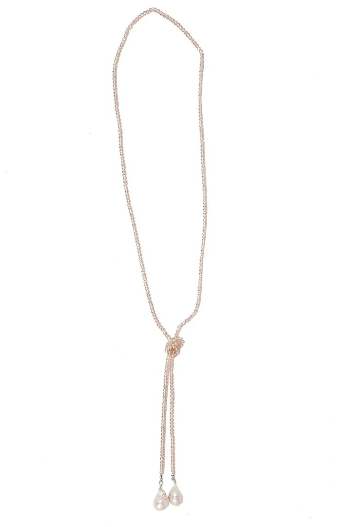 Baroque Knotted Pearl Necklace Champagne