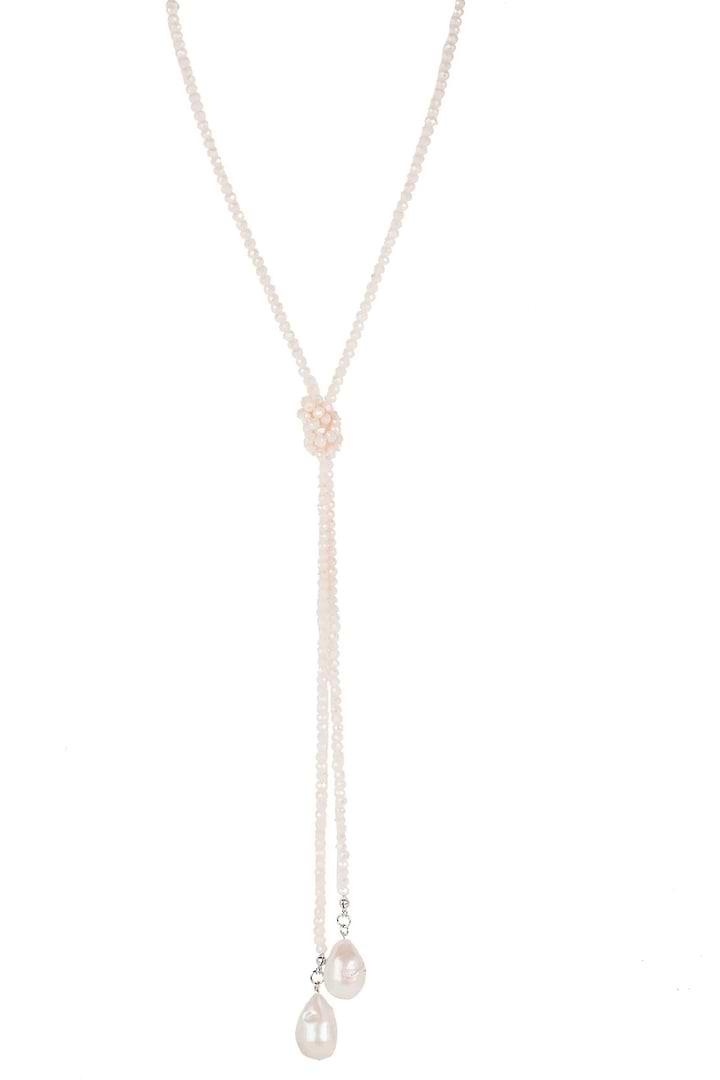 Baroque Knotted Pearl Necklace Blush
