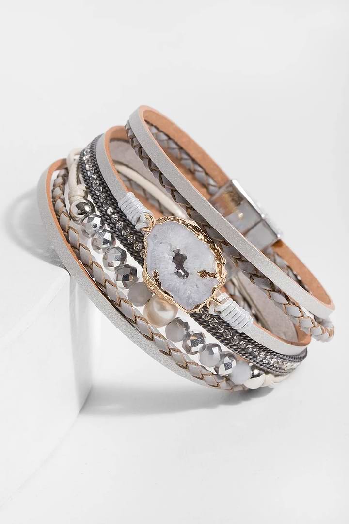 Callisto Leather Bracelet Gray