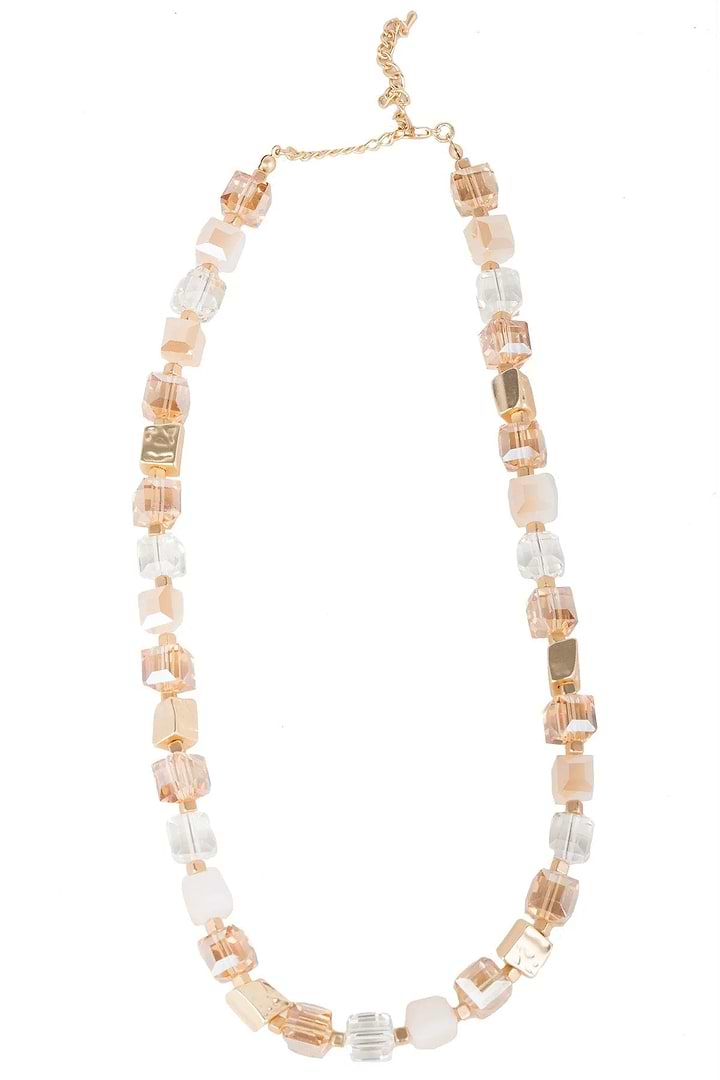 Faceted Bead and Stone Necklace Antique White