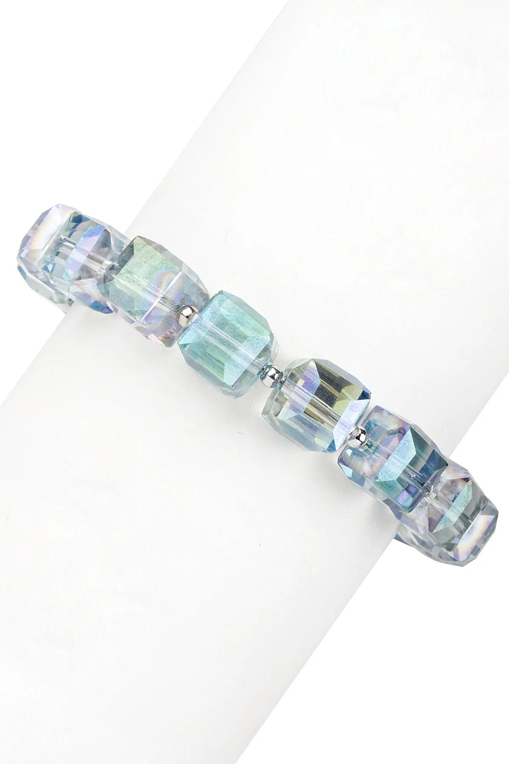 Faceted Bead Bracelet Light Blue
