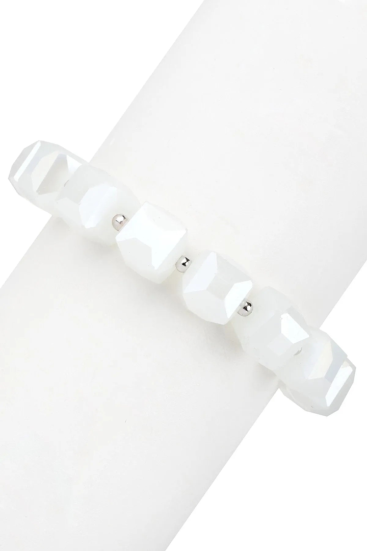 Faceted Bead Bracelet White
