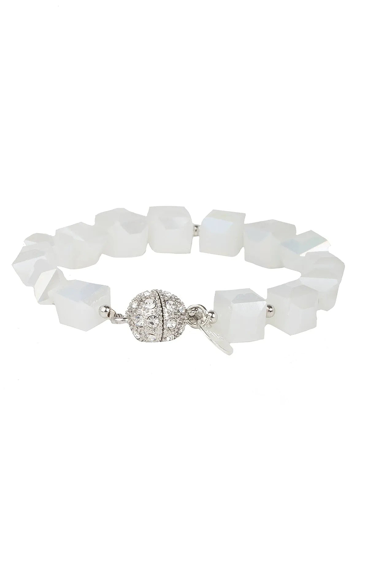 Faceted Bead Bracelet White