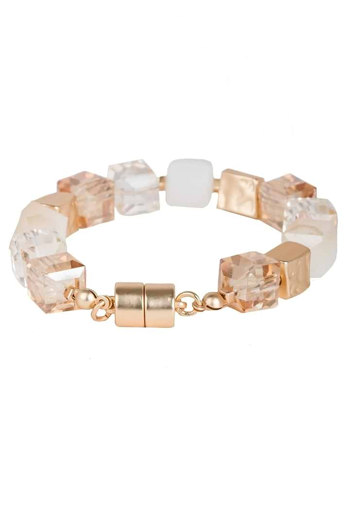 Faceted Bead and Stone Bracelet - Antique White