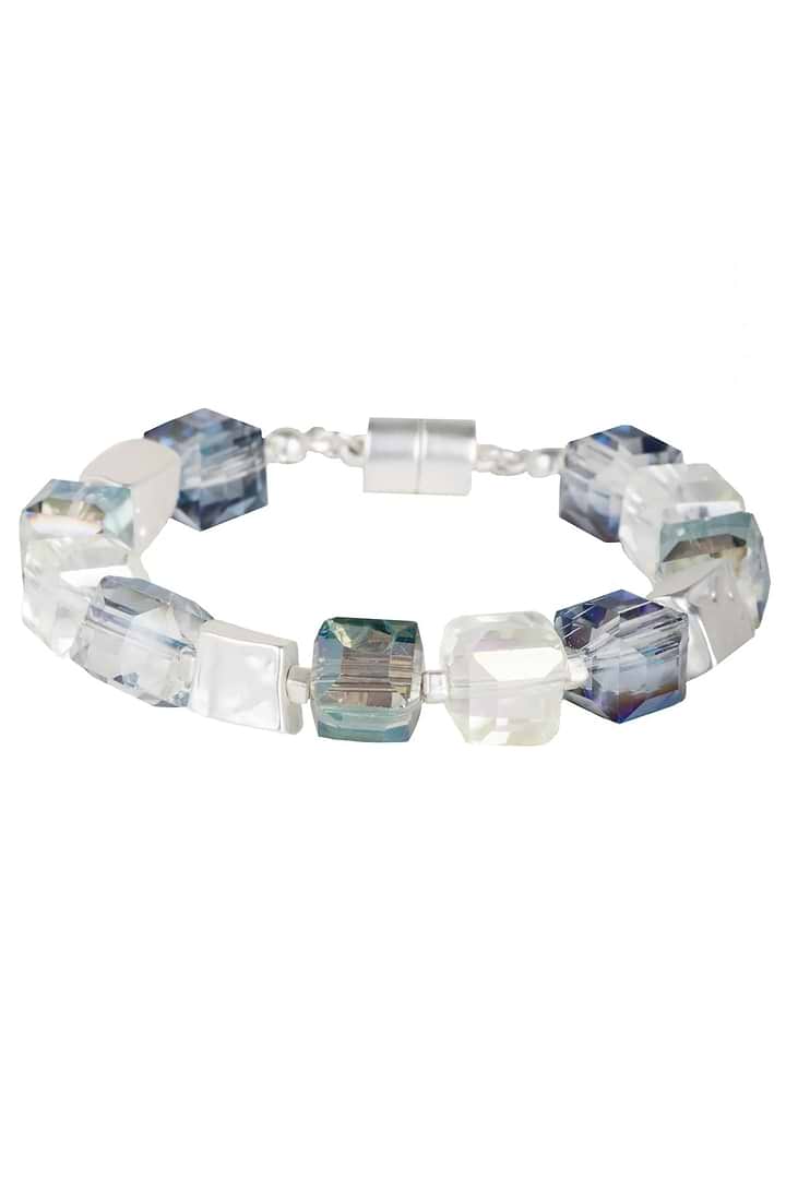 Faceted Bead and Stone Bracelet - Blue