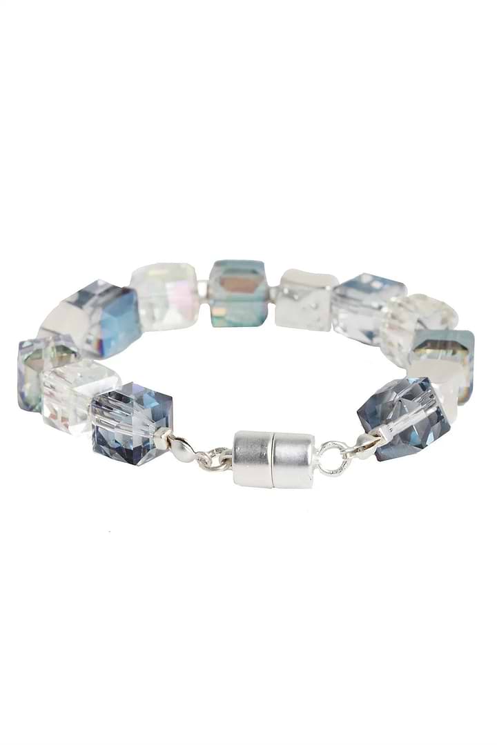 Faceted Bead and Stone Bracelet - Blue