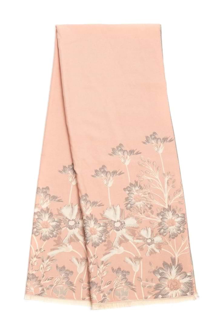 Reversible Floral Oversized Scarf - Peach Puff