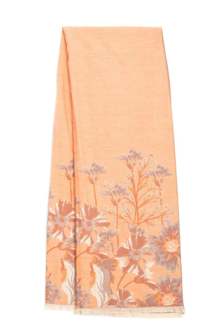 Reversible Floral Oversized Scarf - Orange