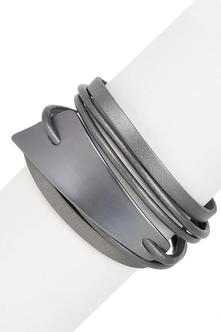 Absolute Zero Leather Bracelet Silver