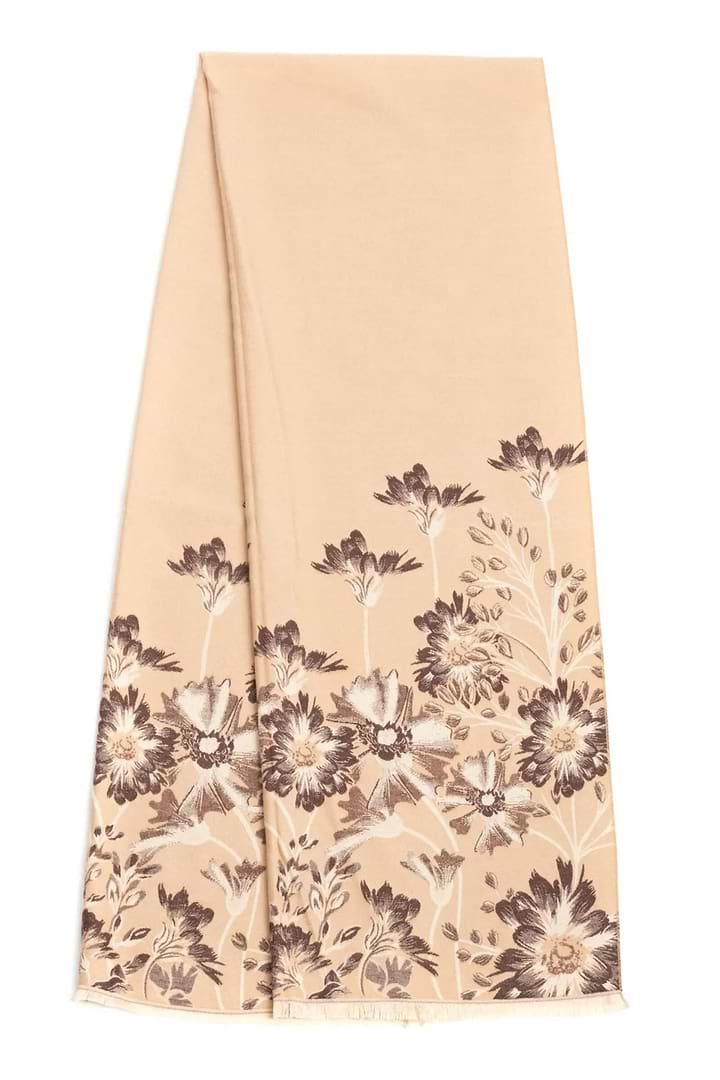 Reversible Floral Oversized Scarf - Antique White
