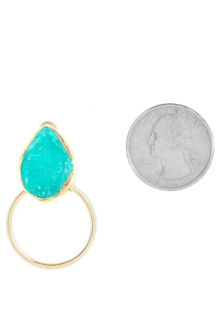 Druzy Adorned Hoop Earrings Turquoise
