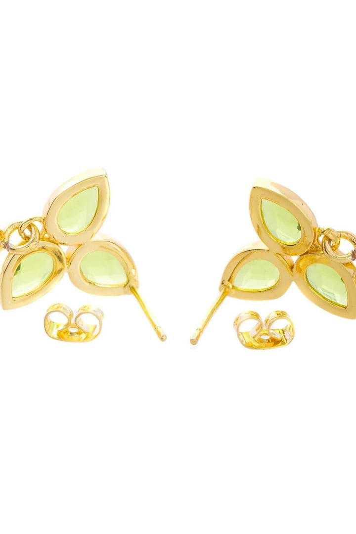 Triple Gemstone Abstract Dangle Earrings - Light Green