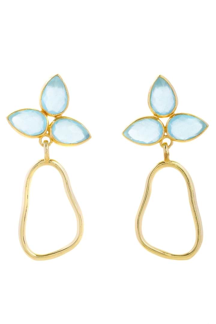 Triple Gemstone Abstract Dangle Earrings - Turquoise