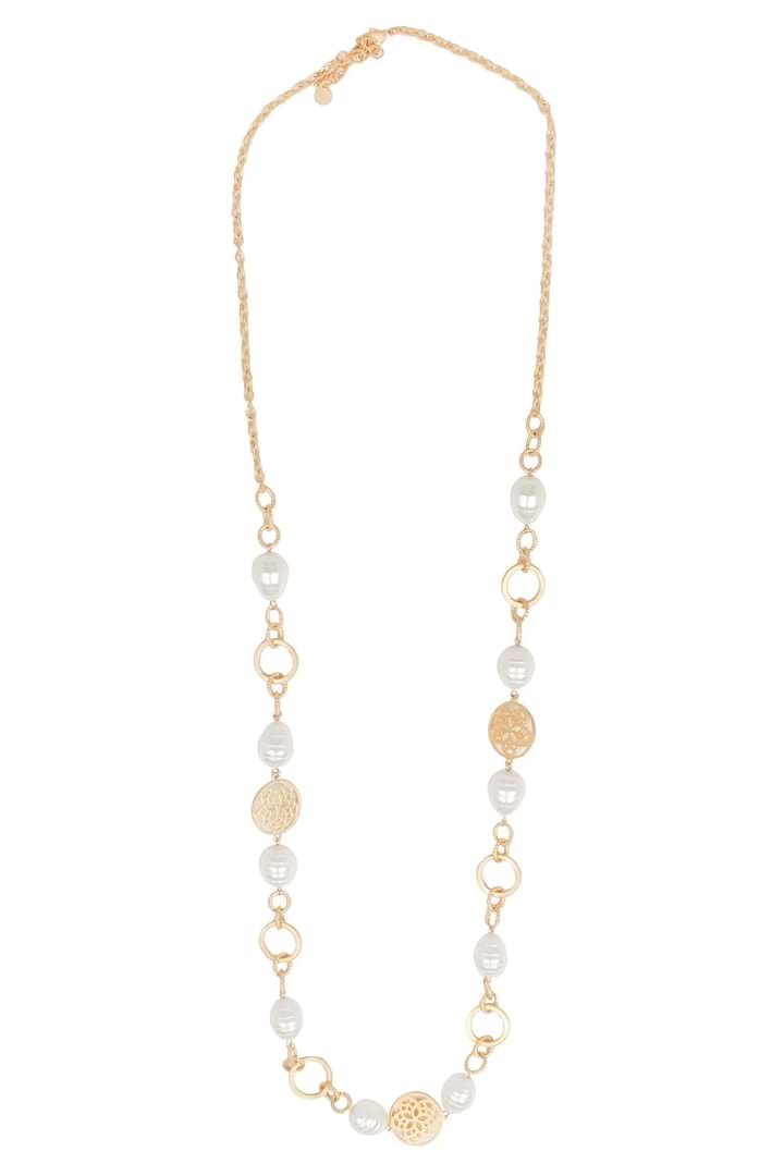 Medallion Pearl Necklace Gold