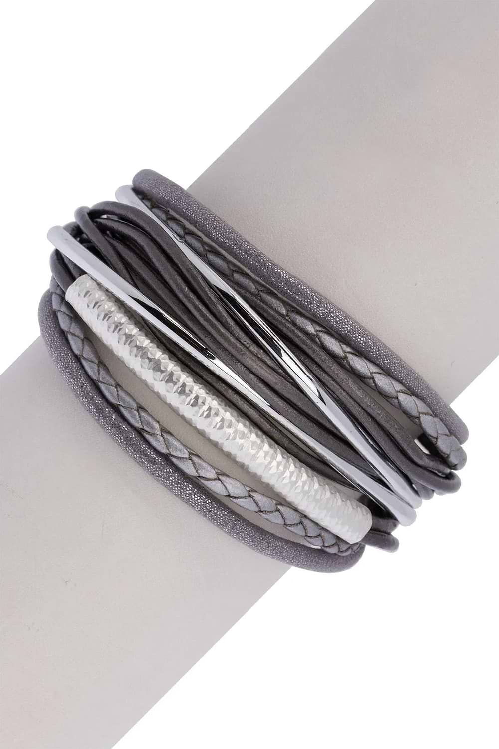 Sophisticated Layered Strand Bracelet Silver