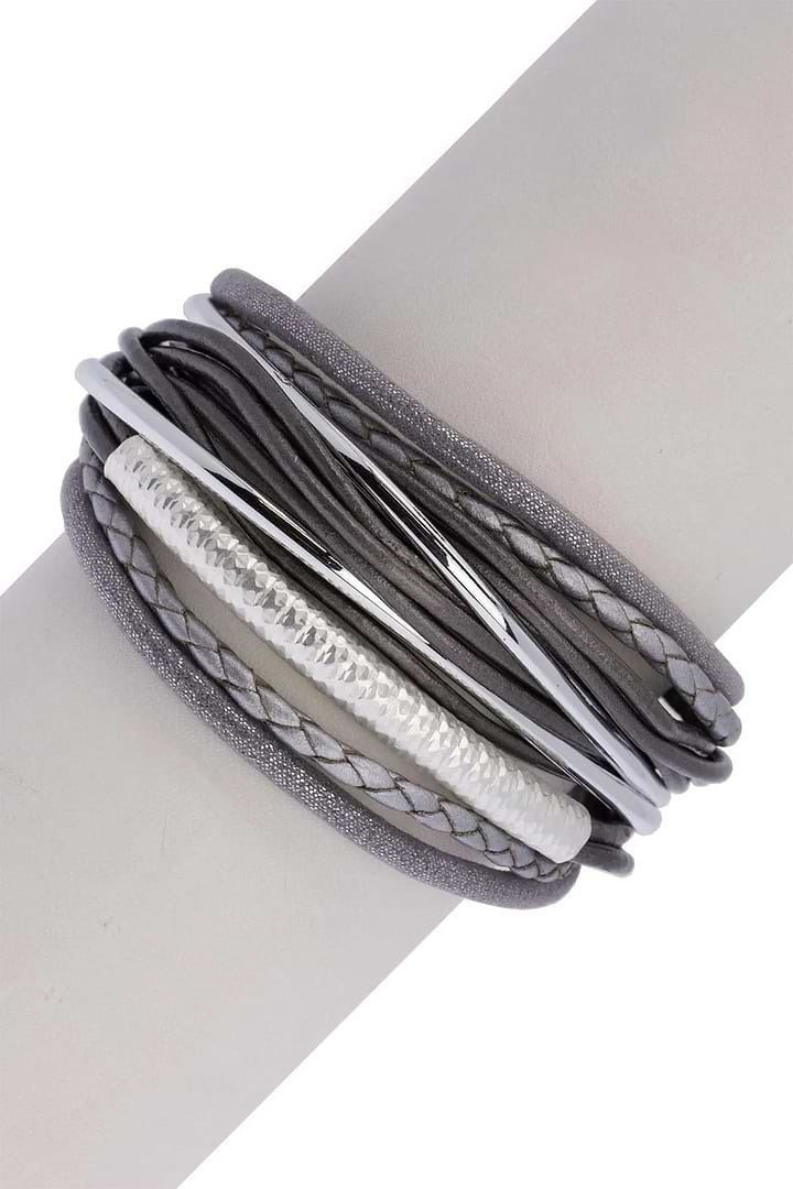 Sophisticated Layered Strand Bracelet Silver