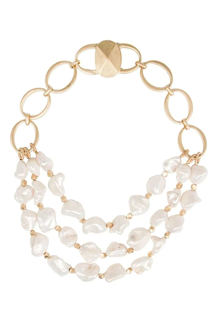 Chunky Pearl Multi Chain Necklace - White